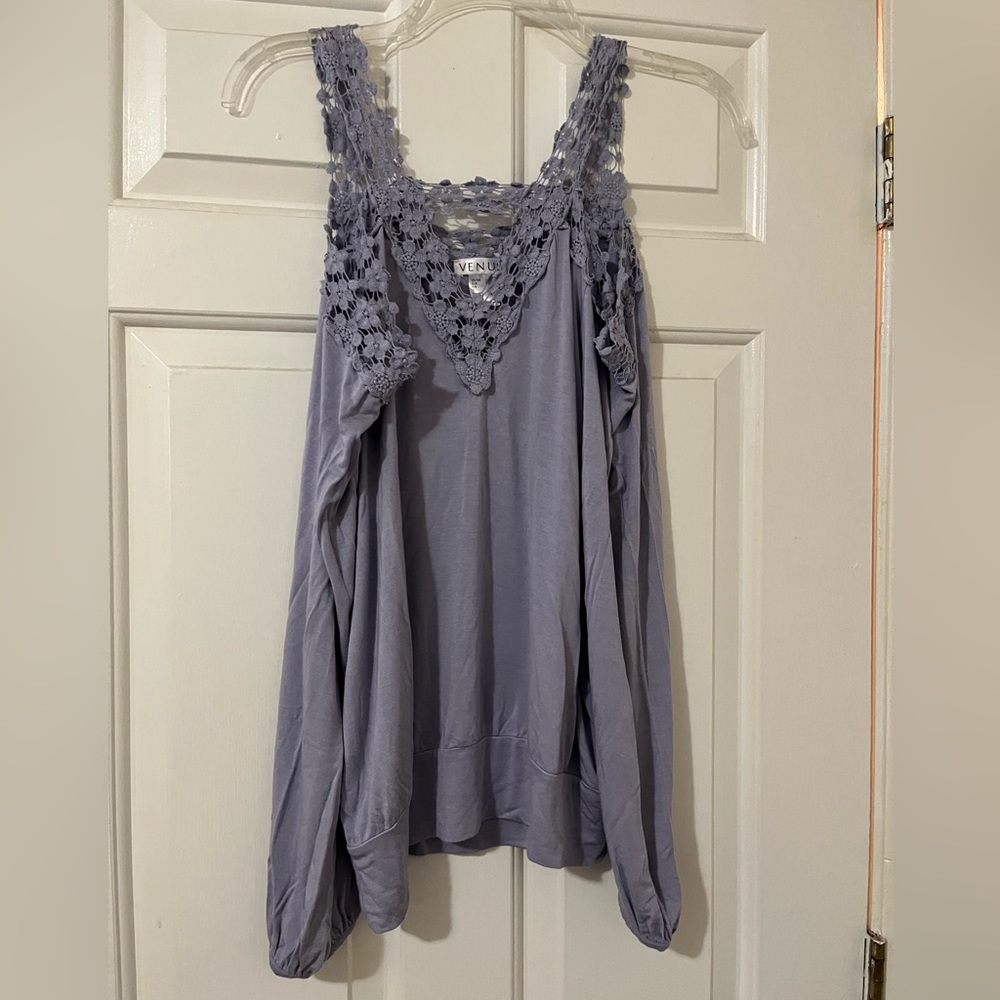 Long sleeve cold shoulder blouse
